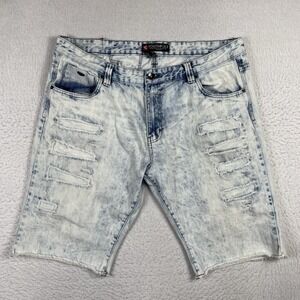 Southpole Jean Shorts Mens 40 Light Blue Denim Distressed Y2k Hip Hop Streetwear